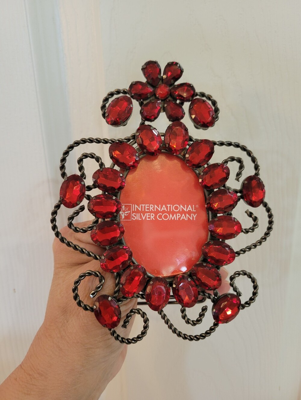 International Silver Company Wire & Red Beaded Embellished Picture Frame